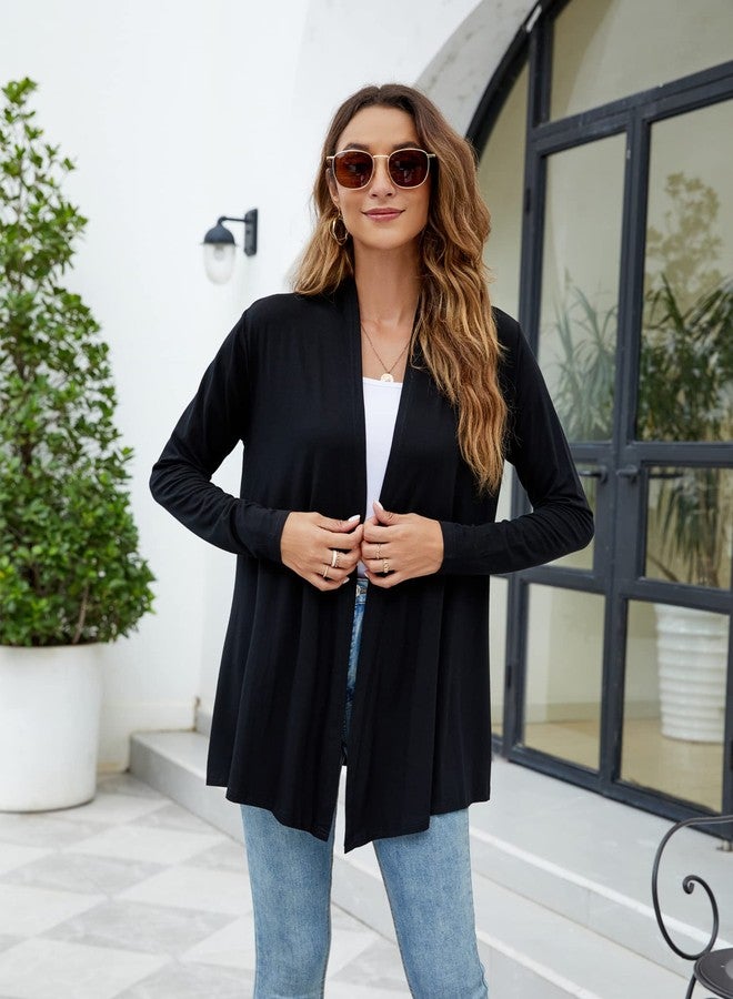 Newchoice Womens Cardigan Sweaters Lightweight Loose Casual Long Sleeve Open Front Cardigans Dusters Plus Size (Black, XXXL) - Image 4